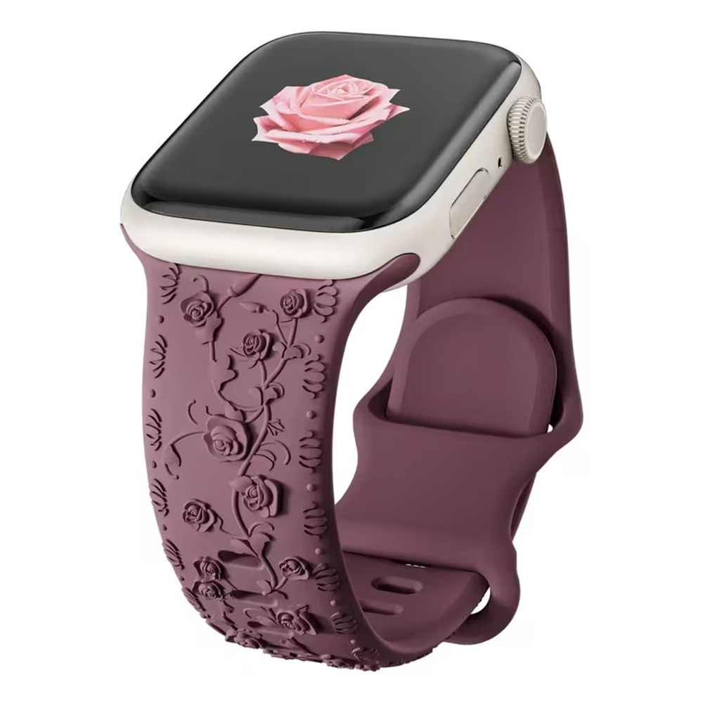 Dressy Flower Engraved Silicone Strap for Apple Watch Ultra 2